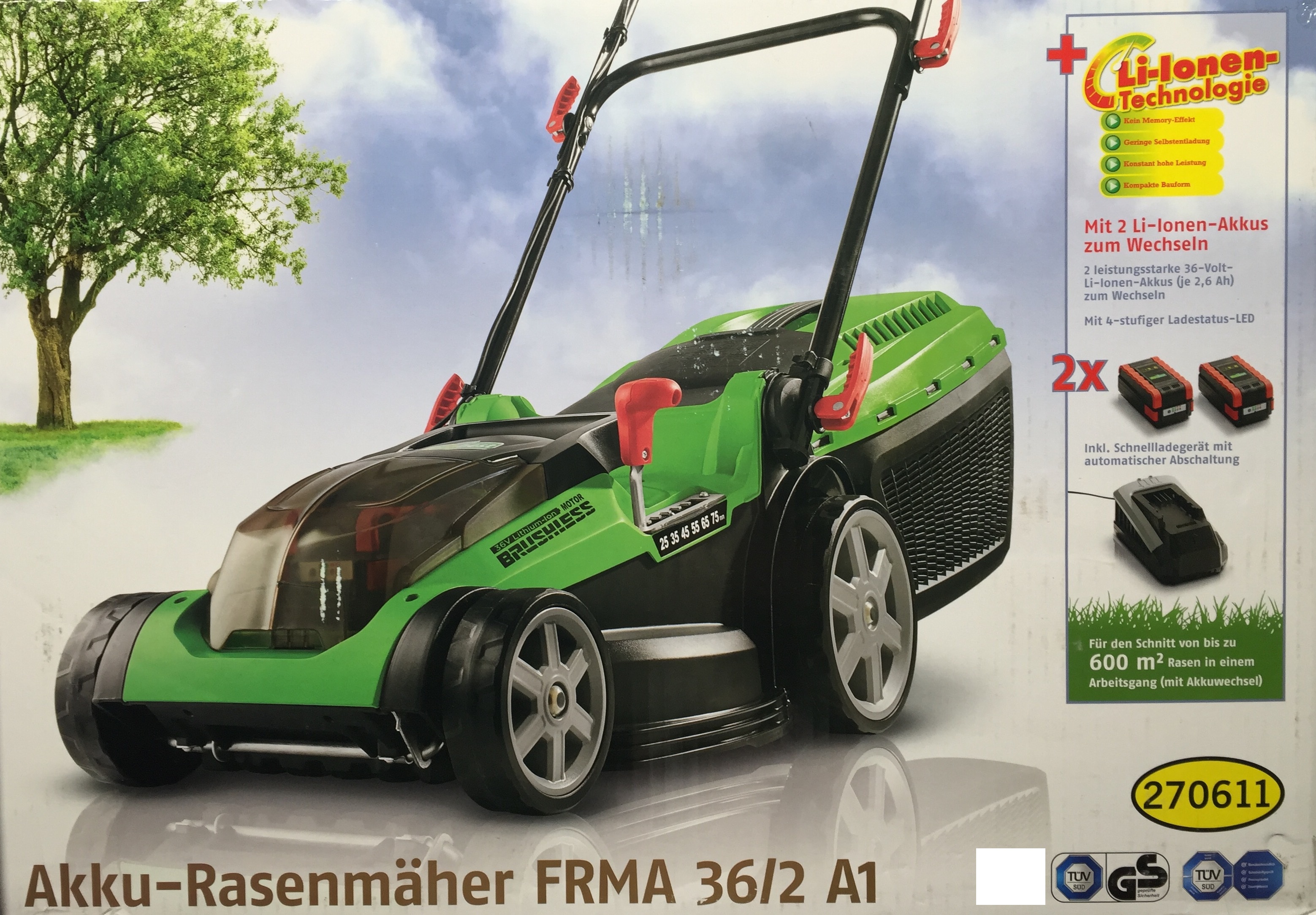Florabest AkkuRasenmäher FRMA 36/2 A1 mit 2 Akkus 37cm Neu & OVP eBay